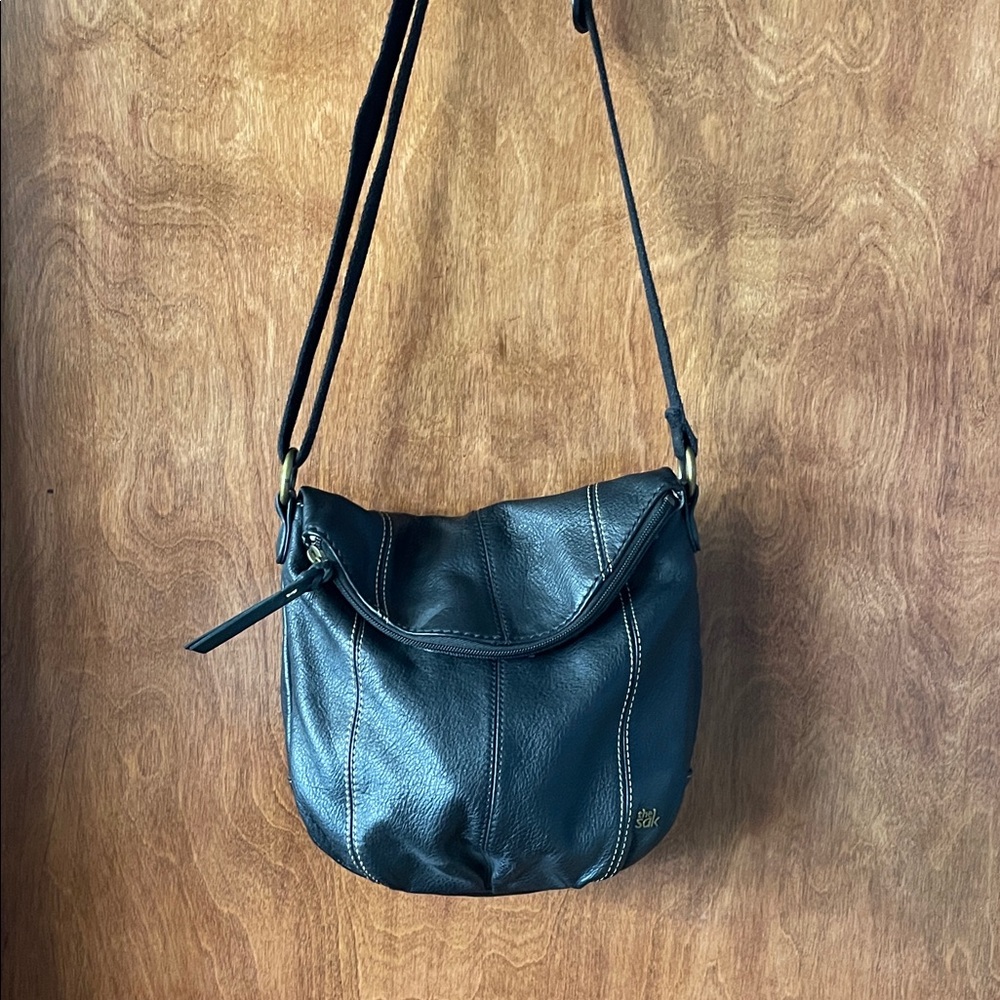 Black Leather Crossbody Bag The Sak Deena Flap bag